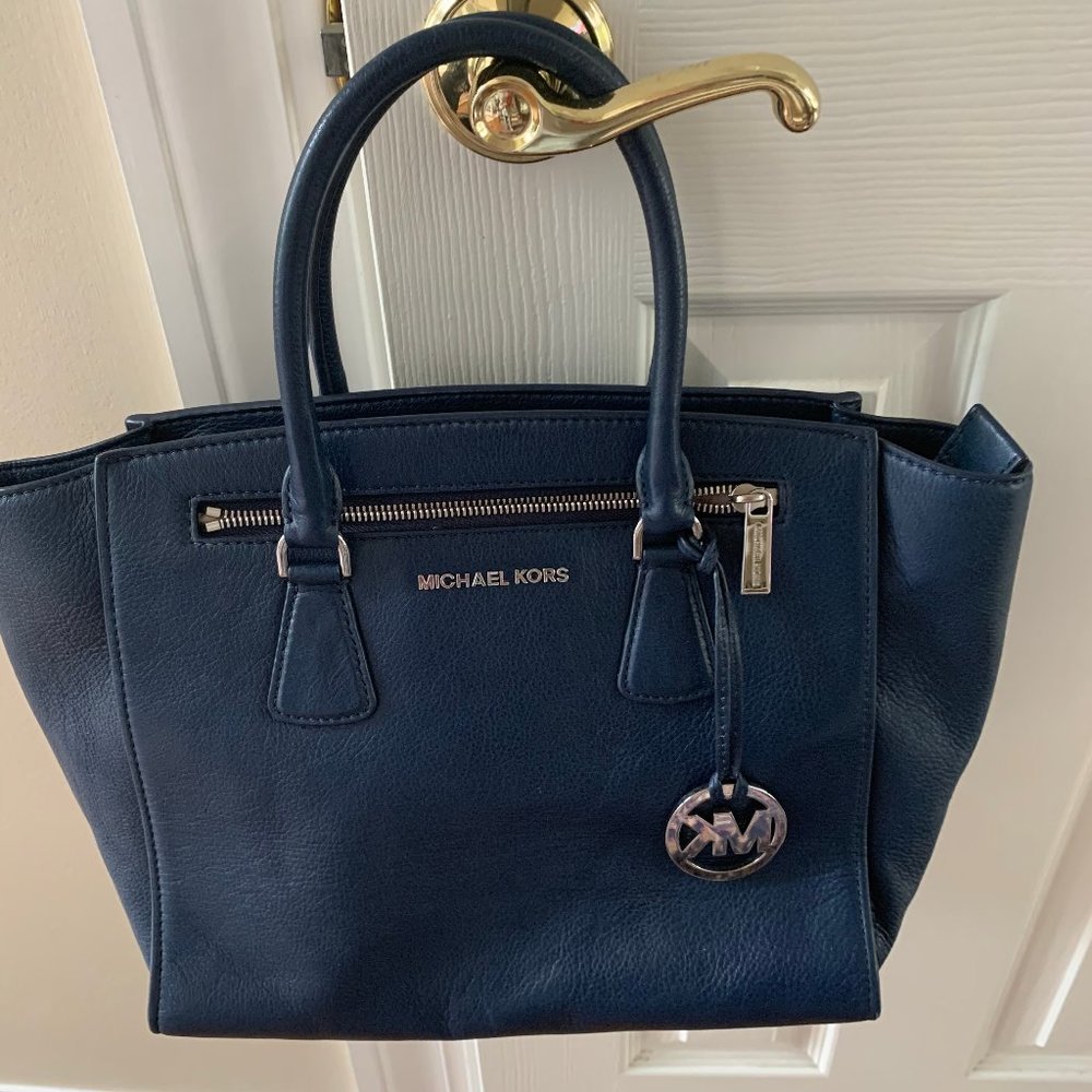 Navy blue Michael Kors leather tote